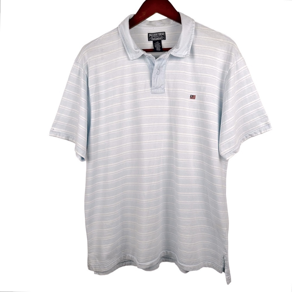 POLO RALPH LAUREN Striped Embroidered RL Logo Flag Polo Shirt